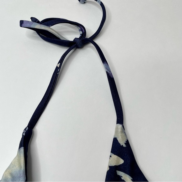 SOLD Athleta Aqualuxe Floral Loop Bikini Set Women’s Small Navy Blue Halter - Picture 14 of 16